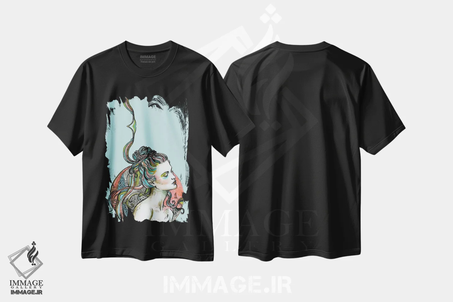 تیشرت مشکی طرح دار رویای یک رقصنده، دست نقاشی و طراحی دستی اثر فانیتسا پترو | فروشگاه ایماژ