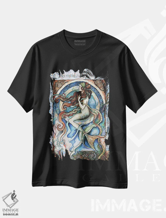 تیشرت مشکی طرح دار رویای پری دریایی، تزئینی اثر فانیتسا پترو | immage.ir