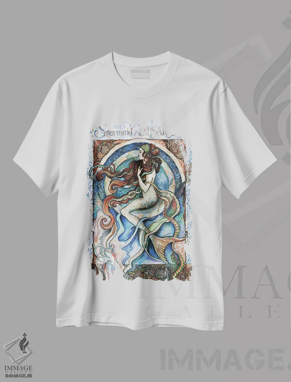 تیشرت سفید طرح دار رویای پری دریایی، تزئینی اثر فانیتسا پترو | فروشگاه ایماژ