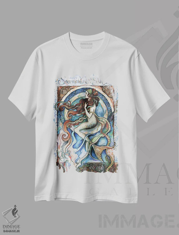 تیشرت سفید طرح دار رویای پری دریایی، تزئینی اثر فانیتسا پترو | فروشگاه ایماژ