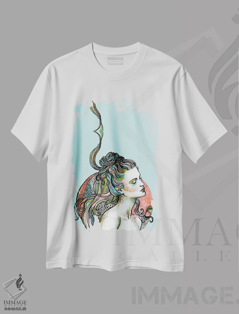 تیشرت سفید طرح دار رویای یک رقصنده، دست نقاشی و طراحی دستی اثر فانیتسا پترو | immage.ir