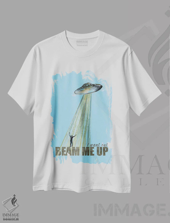 تیشرت سفید طرح دار می خواهم فرار کنم، هنر دیجیتال اثر فانیتسا پترو | immage.ir
