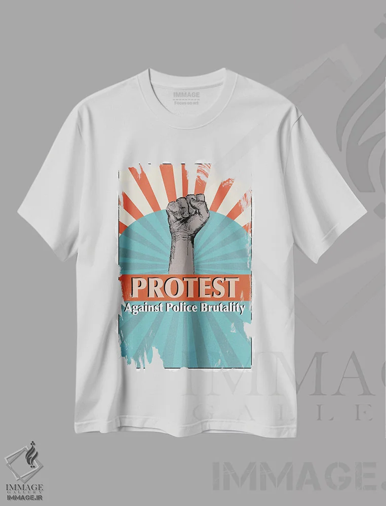تیشرت سفید طرح دار هنر اعتراضی، هنر دیجیتال اثر فانیتسا پترو | فروشگاه ایماژ