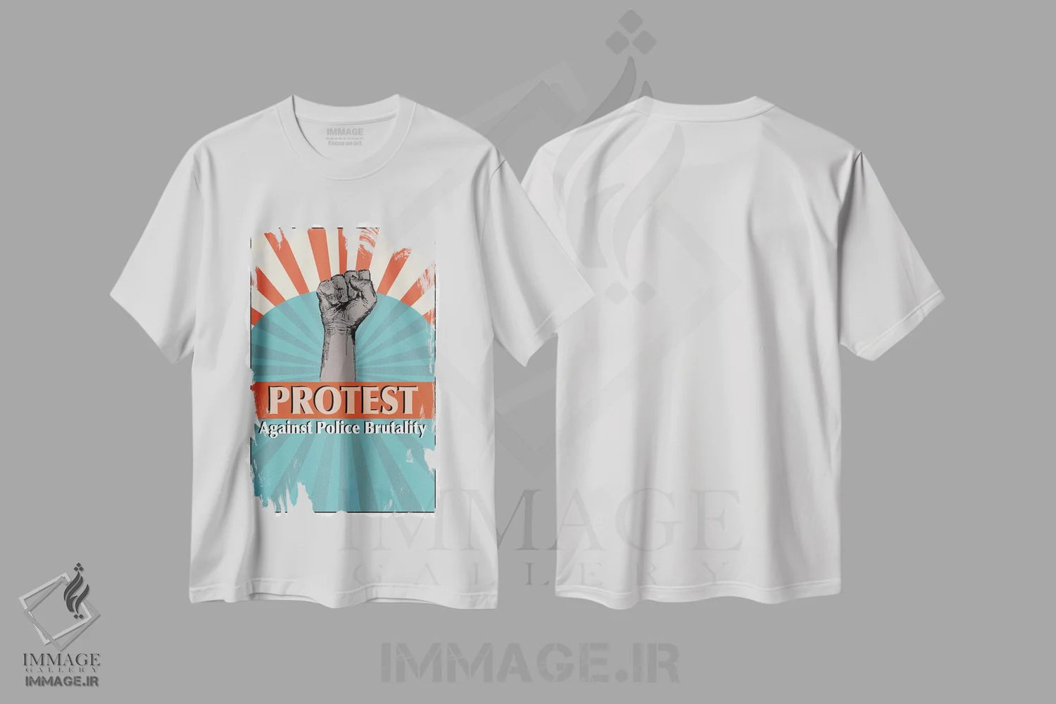 تیشرت سفید طرح دار هنر اعتراضی، هنر دیجیتال اثر فانیتسا پترو | فروشگاه ایماژ