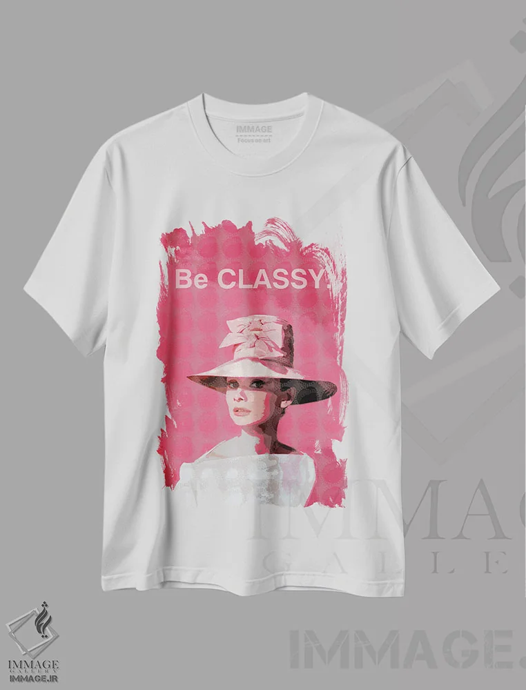 تیشرت سفید طرح دار آدری هپبورن: باکلاس باش، هنر دیجیتال اثر فانیتسا پترو | immage.ir