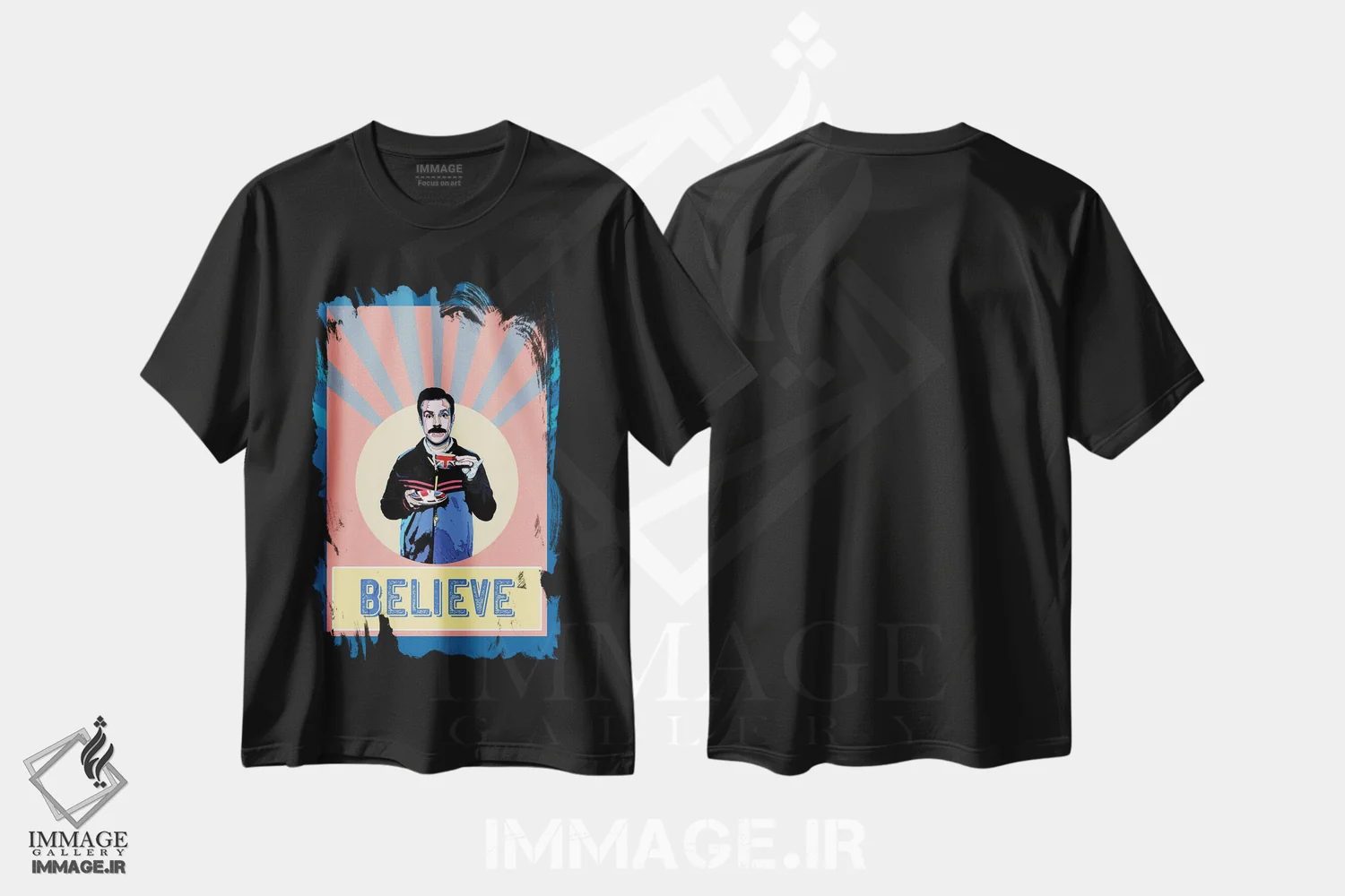 تیشرت مشکی طرح دار ایمان بیاور، هنر دیجیتال اثر فانیتسا پترو | فروشگاه ایماژ