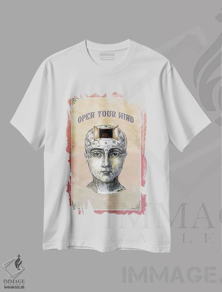 تیشرت سفید طرح دار ذهنت را باز کن، مدیوم اثر فانیتسا پترو | immage.ir