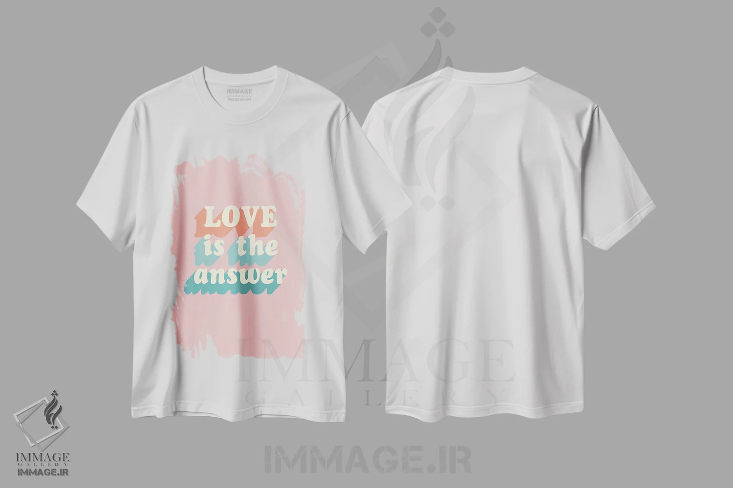 تیشرت سفید طرح دار عشق پاسخ است، تزئینی اثر فانیتسا پترو | فروشگاه ایماژ