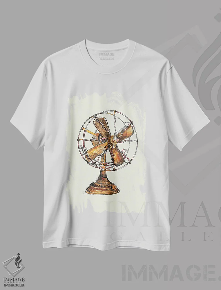تیشرت سفید طرح دار پنکهٔ قدیمی، تزئینی اثر فانیتسا پترو | immage.ir