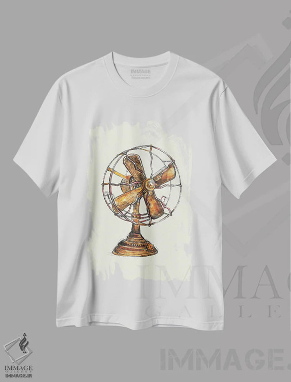تیشرت سفید طرح دار پنکهٔ قدیمی، تزئینی اثر فانیتسا پترو | immage.ir