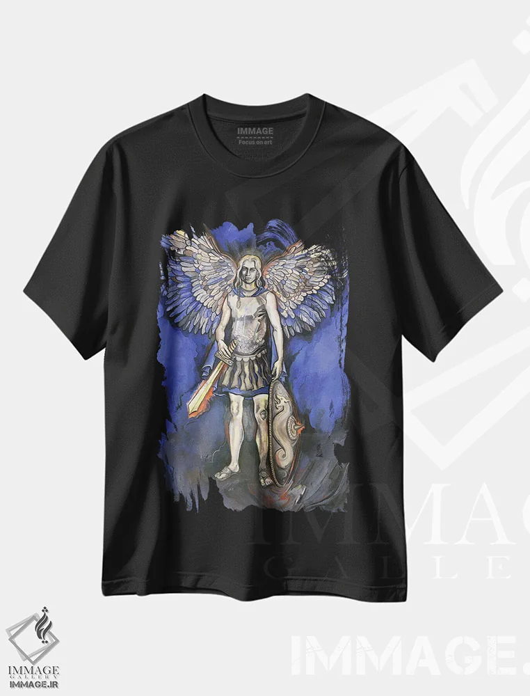 تیشرت مشکی طرح دار هفت فرشتهٔ مقرب؟ - فرشته میکائیل، دکوراسیون جایگزین اثر فانیتسا پترو | immage.ir
