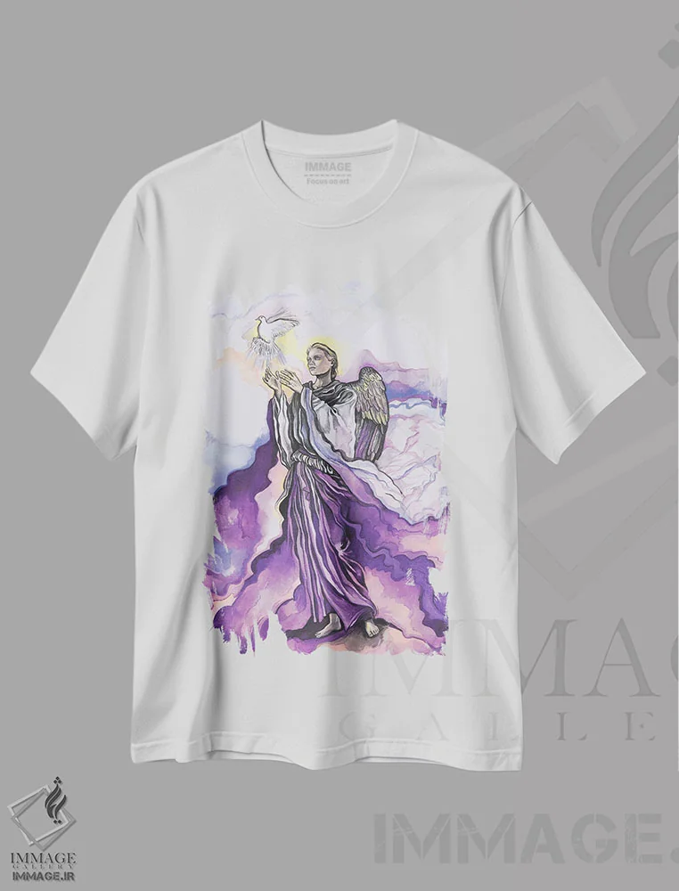 تیشرت سفید طرح دار هفت فرشتهٔ مقرب، دکوراسیون جایگزین اثر فانیتسا پترو | immage.ir