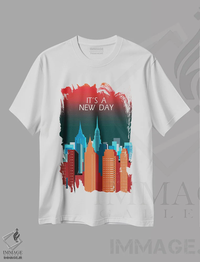 تیشرت سفید طرح دار امروز روز تازه ای است، تزئینی اثر فانیتسا پترو | فروشگاه ایماژ