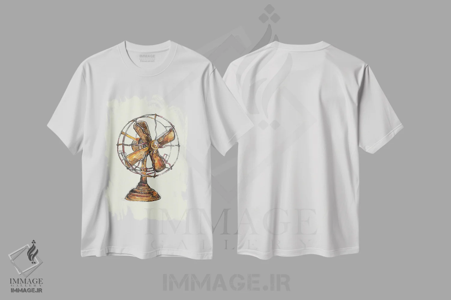 تیشرت سفید طرح دار پنکهٔ قدیمی، تزئینی اثر فانیتسا پترو | immage.ir