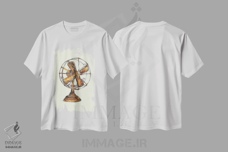 تیشرت سفید طرح دار پنکهٔ قدیمی، تزئینی اثر فانیتسا پترو | immage.ir