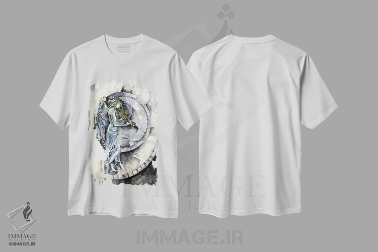 تیشرت سفید طرح دار فرشتهٔ زمان، دکوراسیون جایگزین اثر فانیتسا پترو | immage.ir