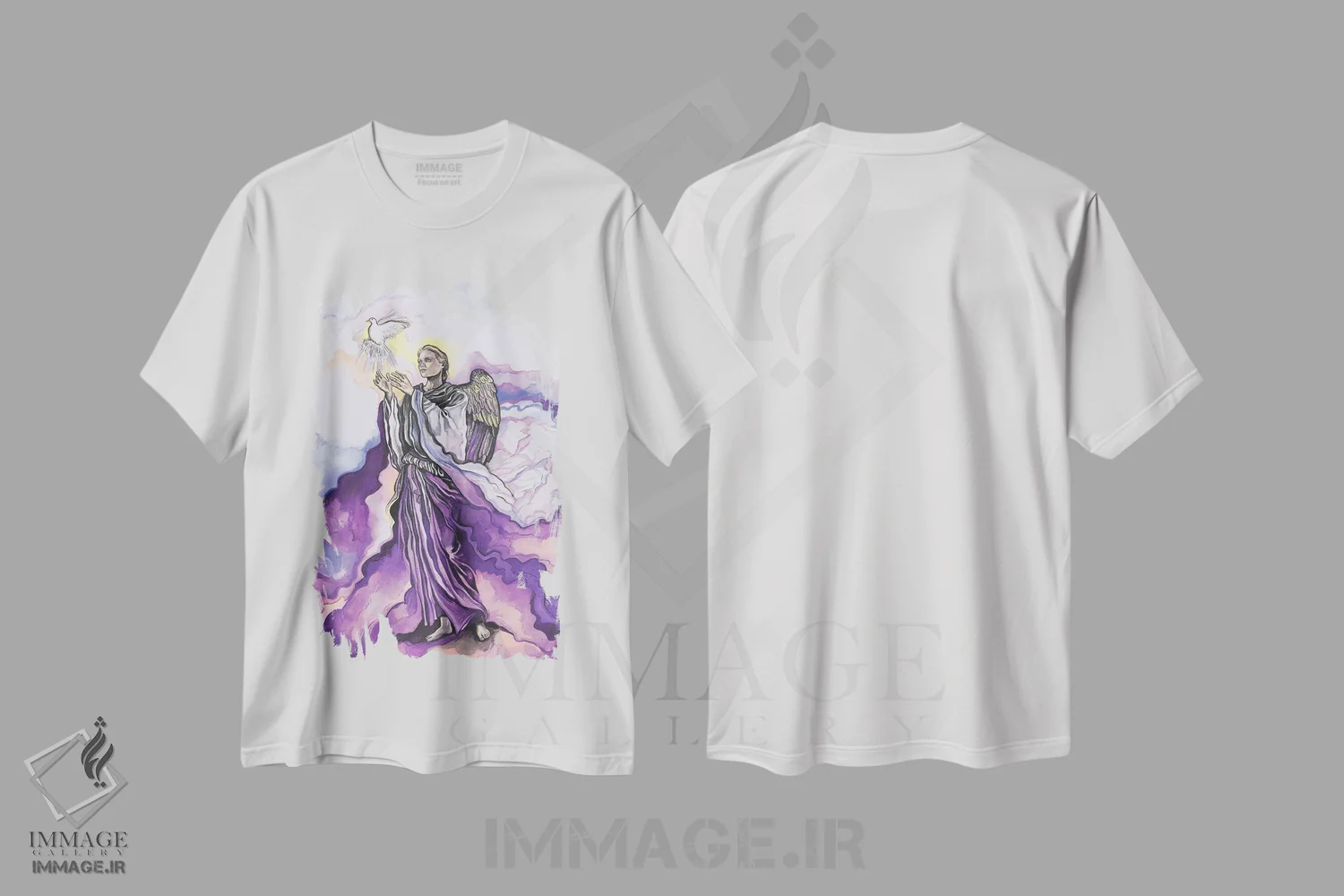 تیشرت سفید طرح دار هفت فرشتهٔ مقرب، دکوراسیون جایگزین اثر فانیتسا پترو | immage.ir