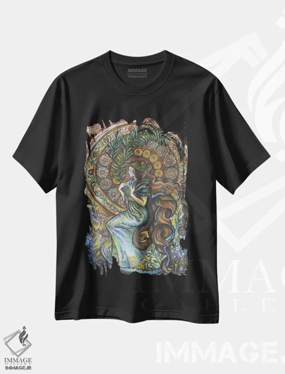 تیشرت مشکی طرح دار زندگی با عینک خوش بینی ۱، تزئینی اثر فانیتسا پترو | فروشگاه ایماژ