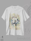 تیشرت سفید طرح دار تتو گل رز، دست نقاشی و طراحی دستی اثر فانیتسا پترو | فروشگاه ایماژ