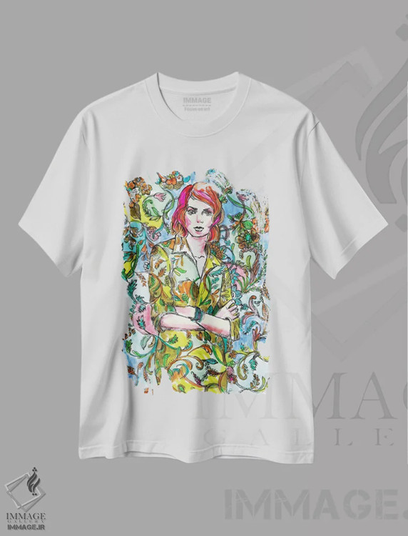 تیشرت سفید طرح دار لباس گلدار، مدیوم اثر فانیتسا پترو | فروشگاه ایماژ