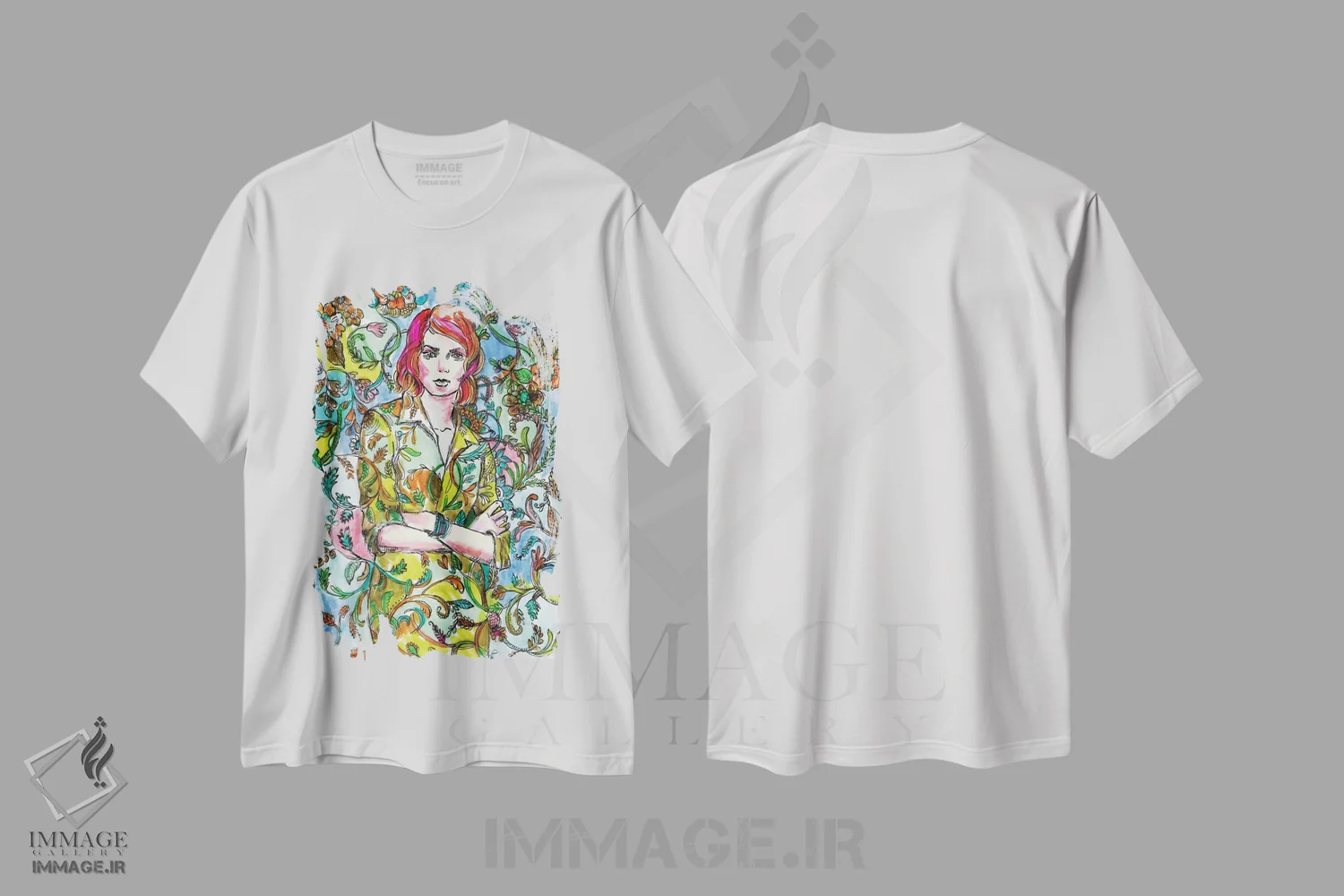 تیشرت سفید طرح دار لباس گلدار، مدیوم اثر فانیتسا پترو | فروشگاه ایماژ