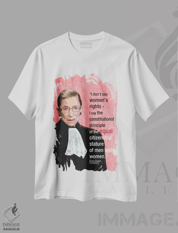 تیشرت سفید طرح دار روث بیدر گینزبرگ، هنر دیجیتال اثر فانیتسا پترو | immage.ir