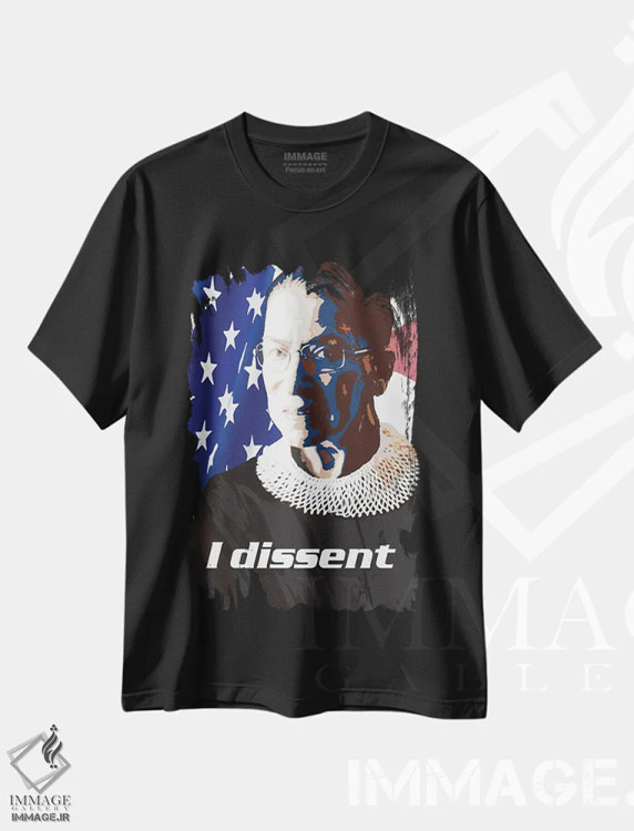 تیشرت مشکی طرح دار نقل قول روث بیدر گینزبرگ، هنر دیجیتال اثر فانیتسا پترو | immage.ir