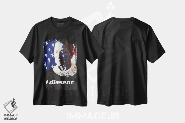 تیشرت مشکی طرح دار نقل قول روث بیدر گینزبرگ، هنر دیجیتال اثر فانیتسا پترو | immage.ir