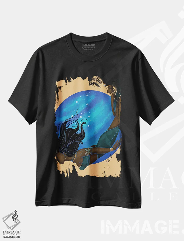تیشرت مشکی طرح دار برج حوت، هنر آمریکایی آفریقایی تبار اثر نیدیا دراز | immage.ir
