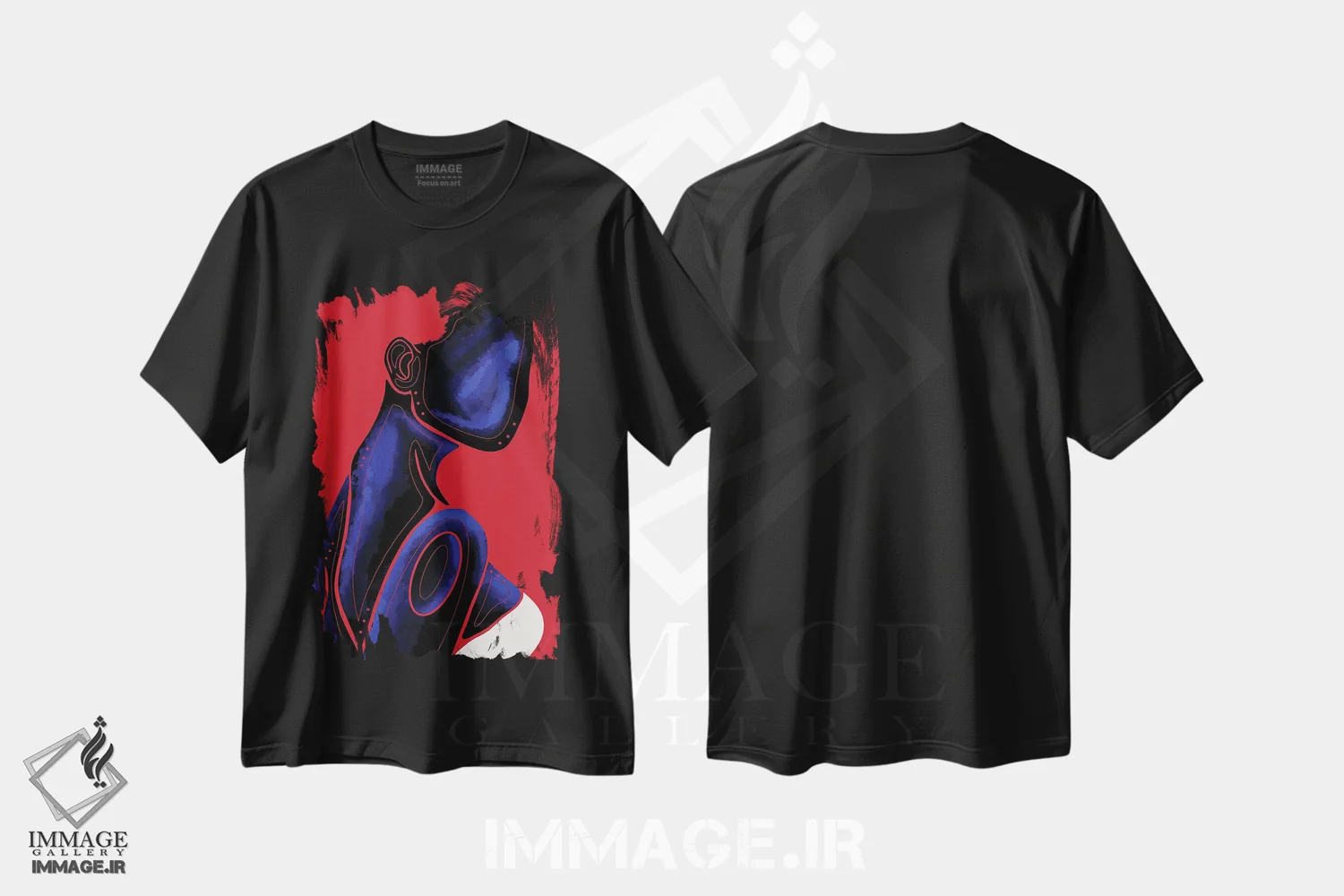 تیشرت مشکی طرح دار یاقوت کبود، هنر آمریکایی آفریقایی تبار اثر نیدیا دراز | فروشگاه ایماژ