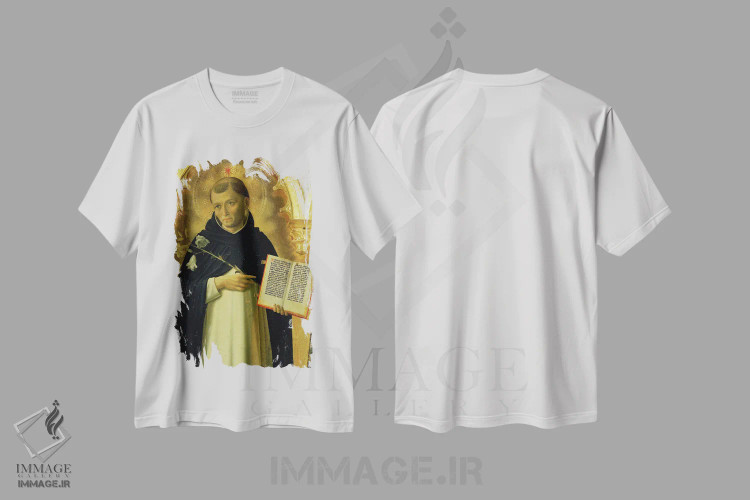 تیشرت سفید طرح دار جزئیات سنت دومینیک، محراب پروجا، ۱۴۳۷-۳۸، هنر فاخر کلاسیک اثر فرا آنجلیکو | immage.ir