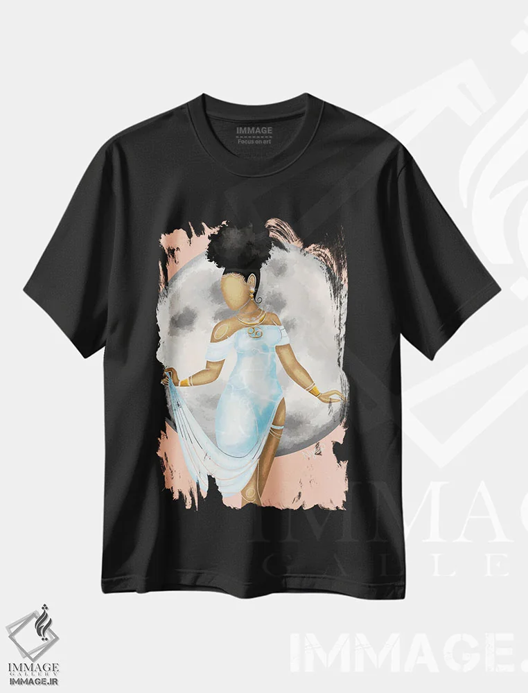 تیشرت مشکی طرح دار برج سرطان، هنر آمریکایی آفریقایی تبار اثر نیدیا دراز | immage.ir