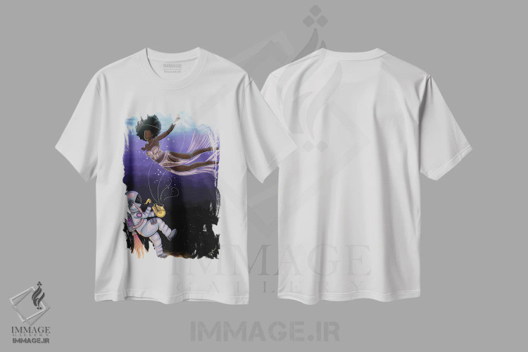 تیشرت سفید طرح دار تعالی، هنر آمریکایی آفریقایی تبار اثر نیدیا دراز | فروشگاه ایماژ