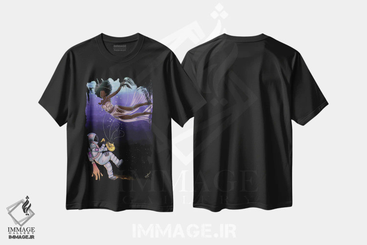 تیشرت مشکی طرح دار تعالی، هنر آمریکایی آفریقایی تبار اثر نیدیا دراز | immage.ir