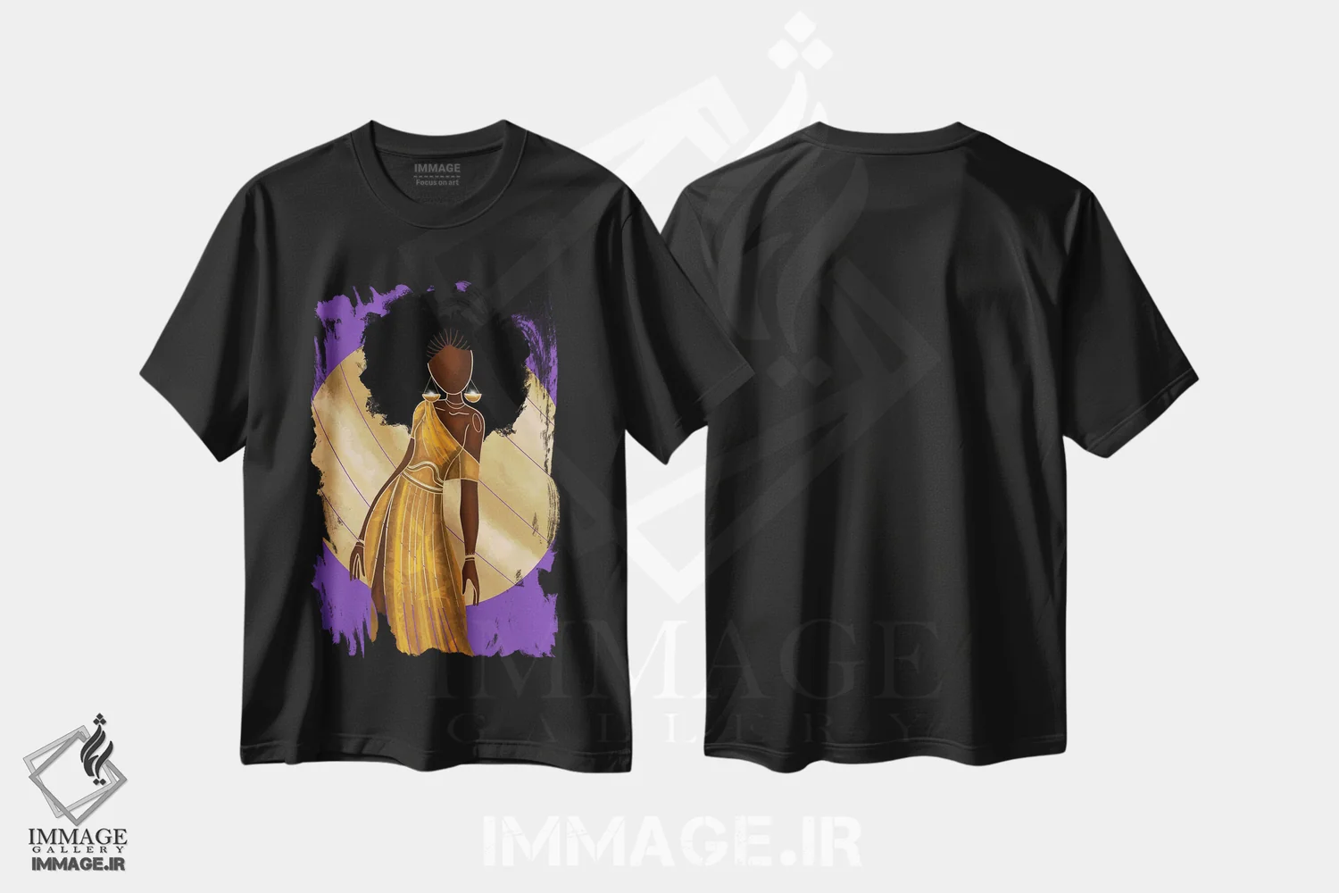 تیشرت مشکی طرح دار برج میزان، هنر آمریکایی آفریقایی تبار اثر نیدیا دراز | فروشگاه ایماژ