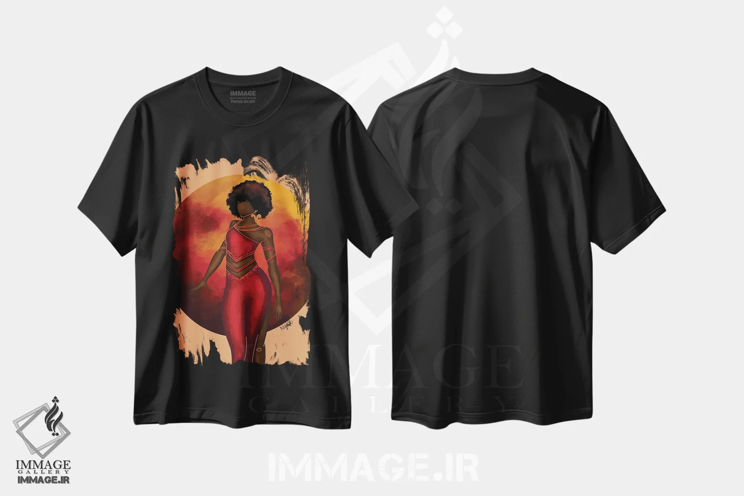 تیشرت مشکی طرح دار برج حمل، هنر آمریکایی آفریقایی تبار اثر نیدیا دراز | immage.ir