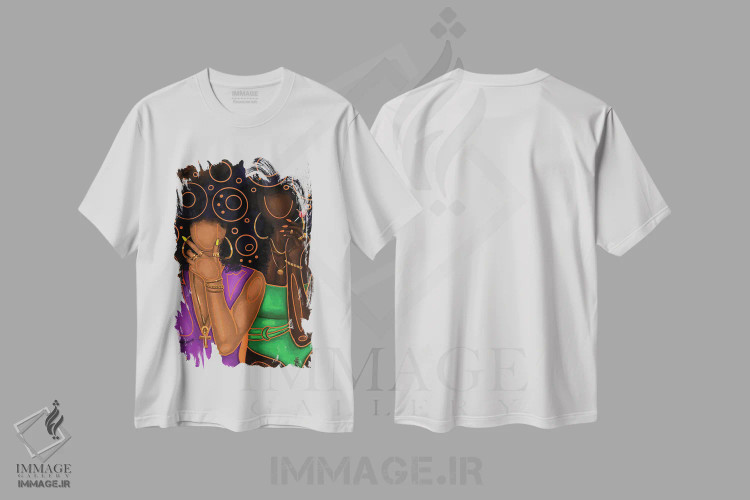 تیشرت سفید طرح دار رنگ ها و دایره های تابستانی، هنر آمریکایی آفریقایی تبار اثر نیدیا دراز | immage.ir