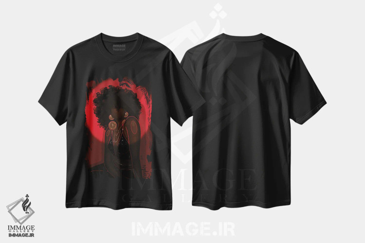تیشرت مشکی طرح دار نورافکن، هنر آمریکایی آفریقایی تبار اثر نیدیا دراز | immage.ir