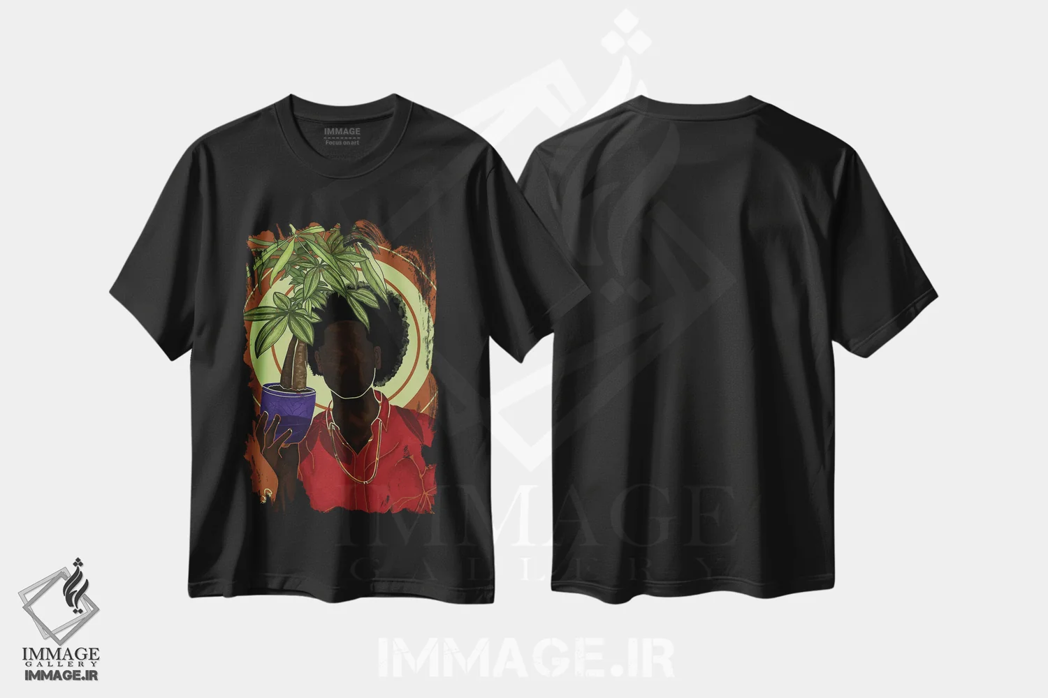 تیشرت مشکی طرح دار درختان پول، هنر آمریکایی آفریقایی تبار اثر نیدیا دراز | immage.ir