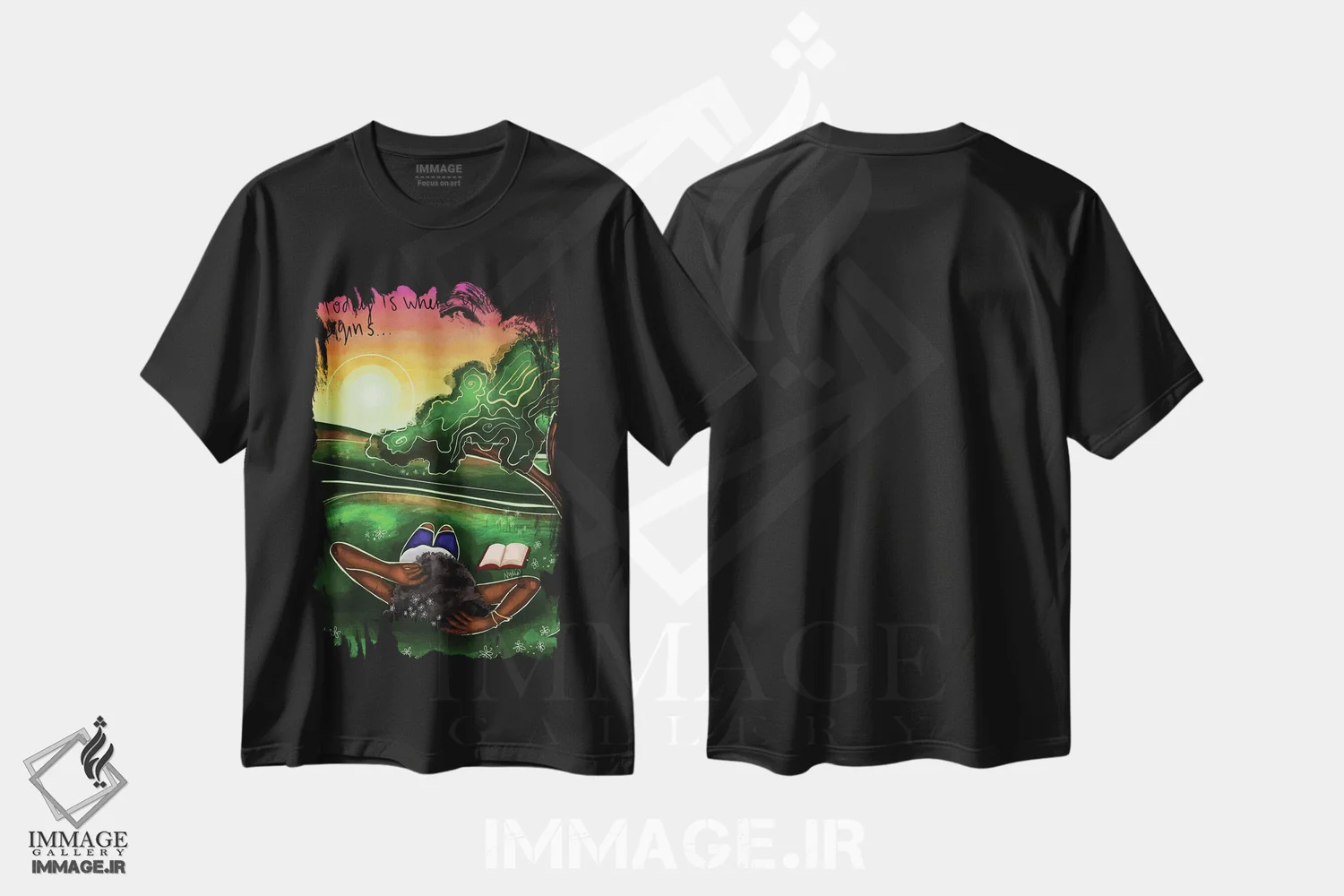 تیشرت مشکی طرح دار نوشته نشده، هنر آمریکایی آفریقایی تبار اثر نیدیا دراز | فروشگاه ایماژ