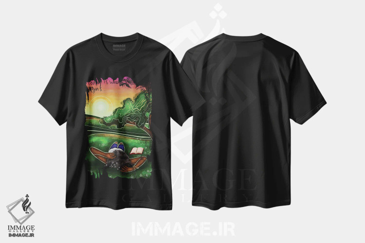 تیشرت مشکی طرح دار نوشته نشده، هنر آمریکایی آفریقایی تبار اثر نیدیا دراز | فروشگاه ایماژ