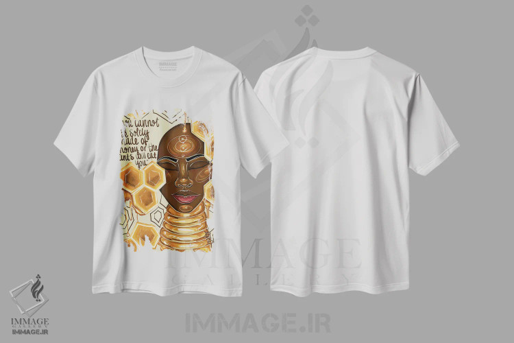 تیشرت سفید طرح دار "تعادل"، هنر آمریکایی آفریقایی تبار اثر نیدیا دراز | immage.ir