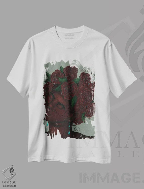 تیشرت سفید طرح دار "شکوفا شدن"، هنر دیجیتال اثر نیدیا دراز | فروشگاه ایماژ