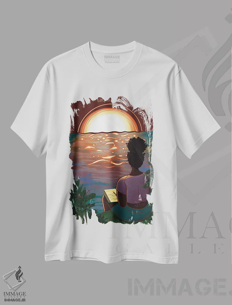 تیشرت سفید طرح دار "غیرفعال/بدون اتصال"، هنر دیجیتال اثر نیدیا دراز | فروشگاه ایماژ