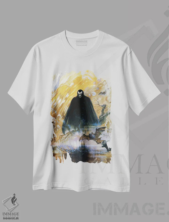تیشرت سفید طرح دار "کنت دراکولا"، هنر فاخر معاصر اثر فرانک فرزتا | immage.ir