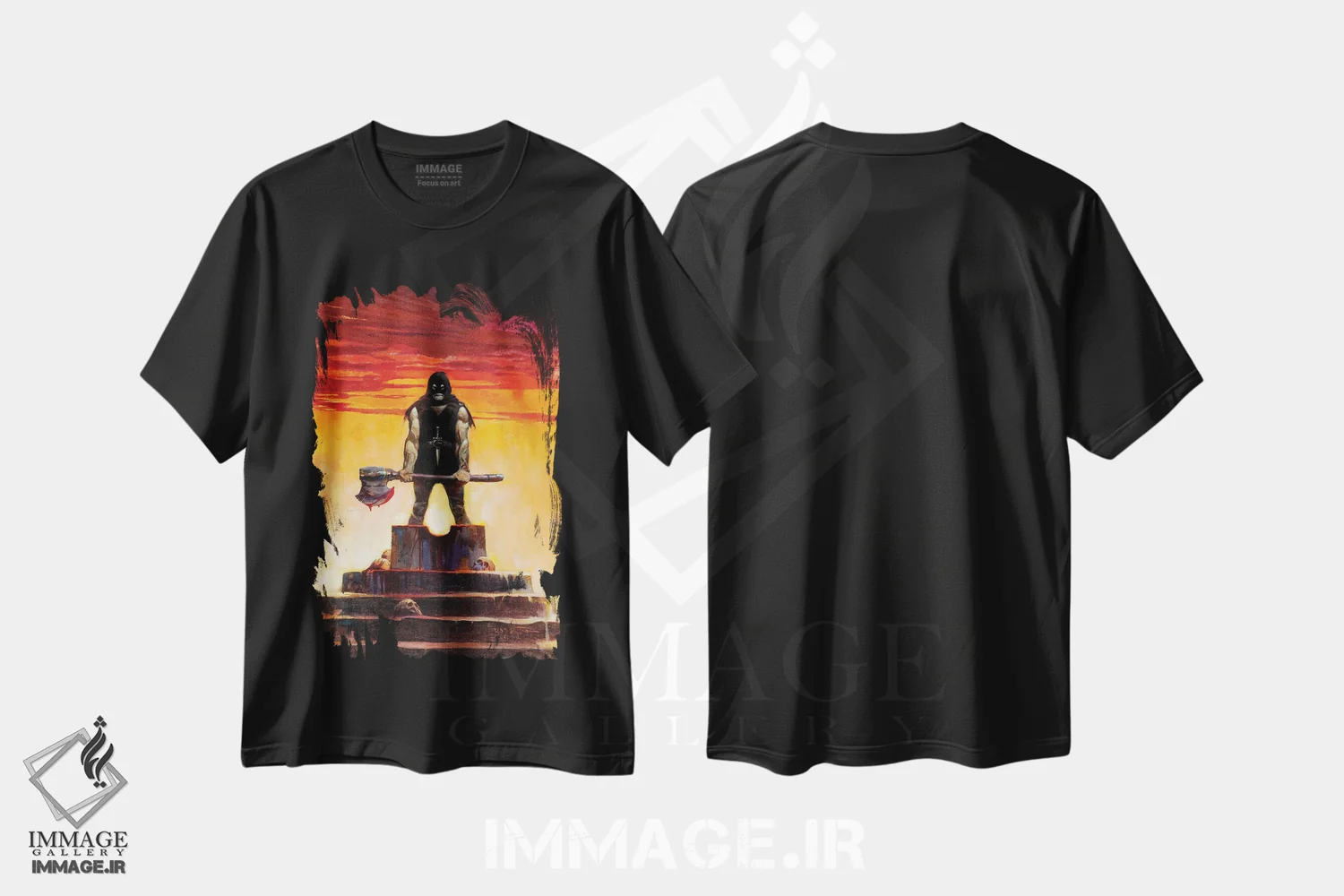 تیشرت مشکی طرح دار "جلاد"، هنر فاخر معاصر اثر فرانک فرزتا | فروشگاه ایماژ