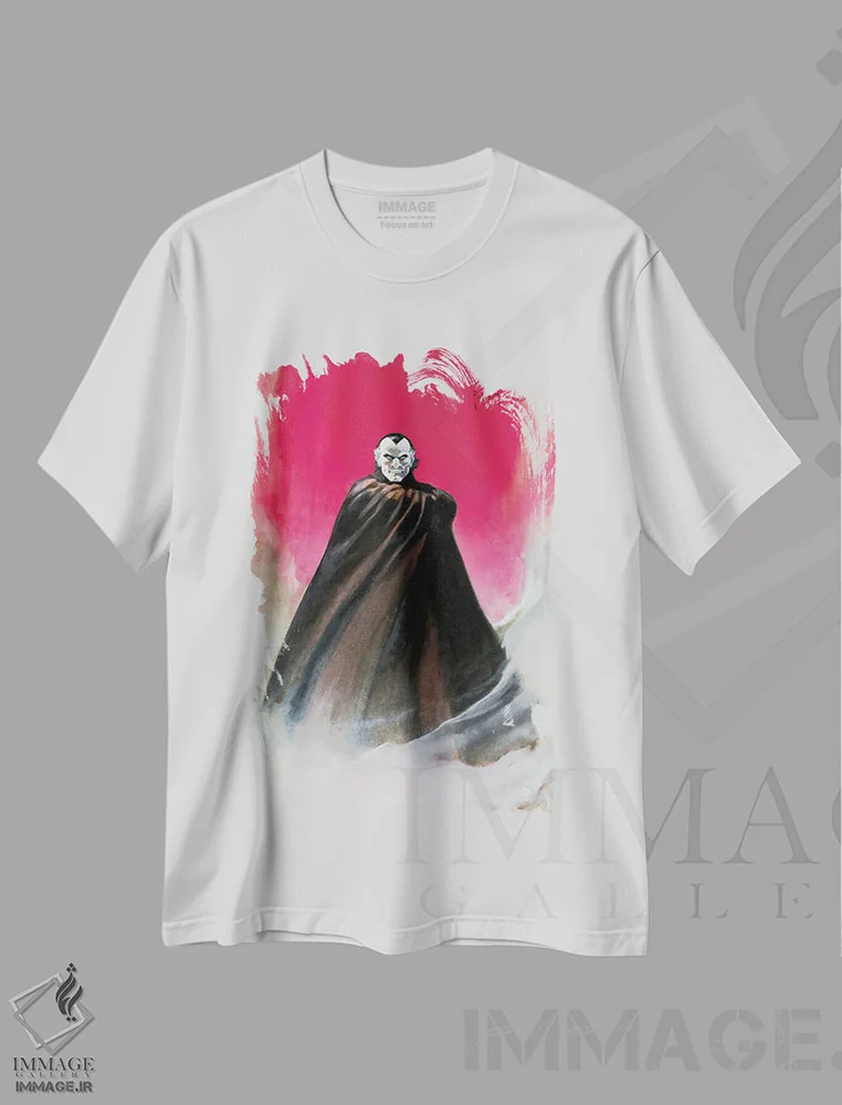 تیشرت سفید طرح دار "دراکولا"، هنر فاخر معاصر اثر فرانک فرزتا | فروشگاه ایماژ