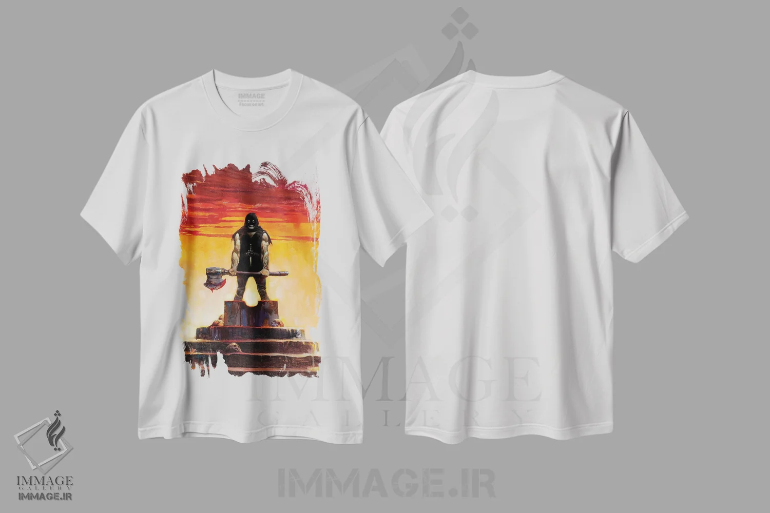 تیشرت سفید طرح دار "جلاد"، هنر فاخر معاصر اثر فرانک فرزتا | immage.ir