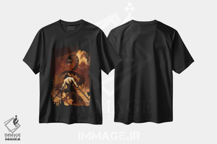 تیشرت مشکی طرح دار "زنجیردار" اثر فرانک فرزتا | فروشگاه ایماژ