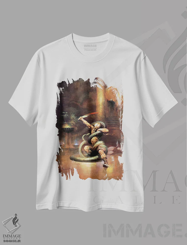 تیشرت سفید طرح دار "مرگ سبز" اثر فرانک فرزتا | فروشگاه ایماژ